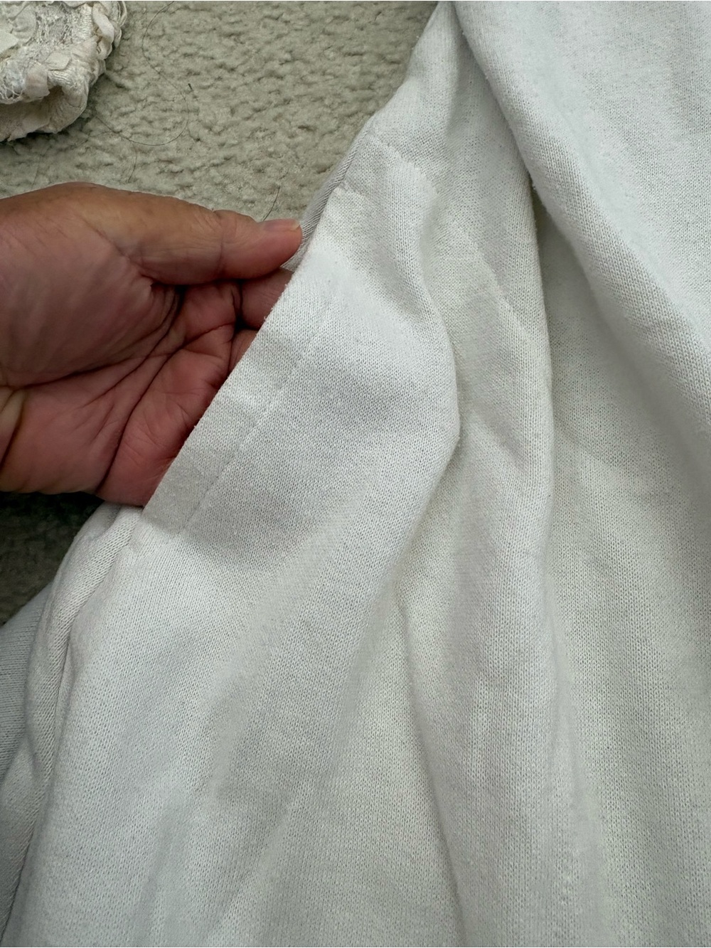Vintage Sachi New York Lace Sleeve Cardigan Jacket White Fleece OS Victorian - Picture 4 of 7